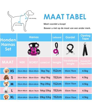 Nestroad Large Dog Harness & Leash Set - Rose Red | Adjustable Size L (Neck 38-48cm Breast 48-74cm) | Includes Car Seat Belt for Large Dogs - Buy Online on GoSupps.com