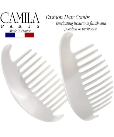 Camila Paris CP3017 Set of 2 White Pearl Hair Combs - Durable & Flexible Side Clips for Women - French Hair Accessories - Buy Online on GoSupps.com