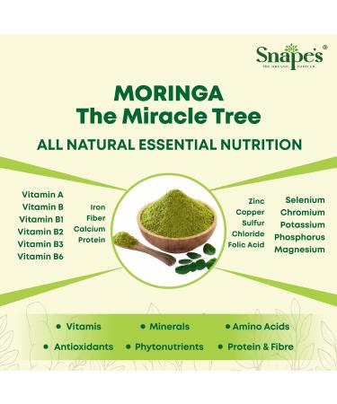 Snape's Organic Moringa Powder - 500g Pack - Certified Raw & Pure | 1 Pack - Buy Online on GoSupps.com