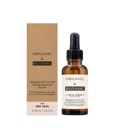 Organic & Botanic Madagascan Coconut Energising Facial Serum 30ml. Premium Vegan Skincare For All Skin Types. Made In The UK.