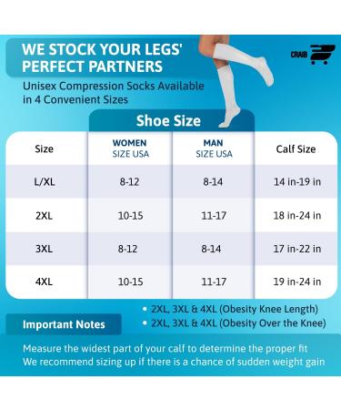 Buy 5 Pairs L/XL Graduated Compression Socks 15-20 mmHg for Men & Women - Knee High All Day Support - Buy Online on GoSupps.com
