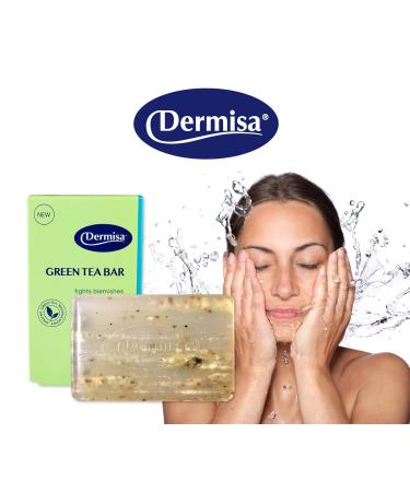 Dermisa Green Tea Bar | Gentle Cleansing & Exfoliation | Antioxidants Green Tea, Manuka Honey, Ginseng | Paraben & Sulfate Free | 3oz Pack - Buy Online on GoSupps.com