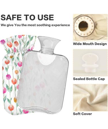 NAANLE 2L Hot Water Bottle with Watercolor Flower Cover - Pain Relief Hand/Foot Warmers & Neck Therapy - Buy Online on GoSupps.com