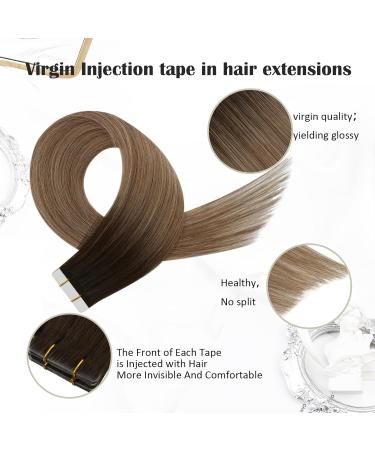 Moresoo Invisible Tape Extensions - Real Hair 60cm Dark Brown to Blonde 5 Pieces 12.5g Premium Tape-In Hair Extensions #2/DXB/18 - Buy Online on GoSupps.com