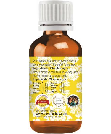 Dev Herbes Pure CHAULMOOGRA OIL - Cold-Pressed Hydnocarpus Wightiana 50ml Natural Therapeutic Quality - International Shipping Available - Buy Online on GoSupps.com