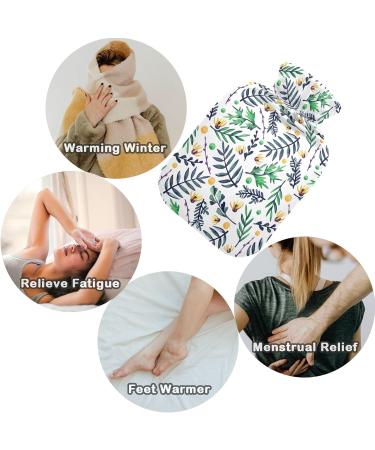 NAANLE 2L Hot Water Bottle with Watercolor Leaves & Flowers | Transparent Large Warmth for Bed Hands & Feet | Pain Relief & Heat Therapy - Buy Online on GoSupps.com