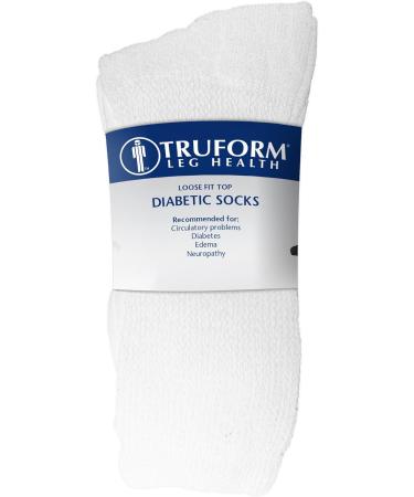 Truform Diabetic Socks for Men & Women - Medical Crew Length Mid Calf 3 Pairs - White - Optimal Comfort & Support - Buy Online on GoSupps.com