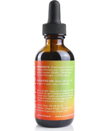 Eclectic Institute Organic Lemon Balm Extract 2 fl oz - Natural Herbal Remedy - Buy Online on GoSupps.com