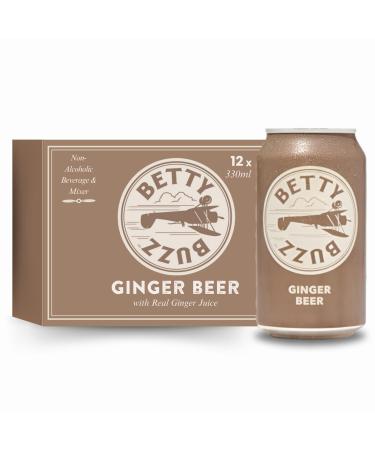 Betty Buzz Sparkling Ginger Beer Premium Sparkling Soda by Blake Lively Natural Flavours & Sweeteners Only Clean Ingredients 12 x 330ml Cans Ginger Beer 12 x 330ml