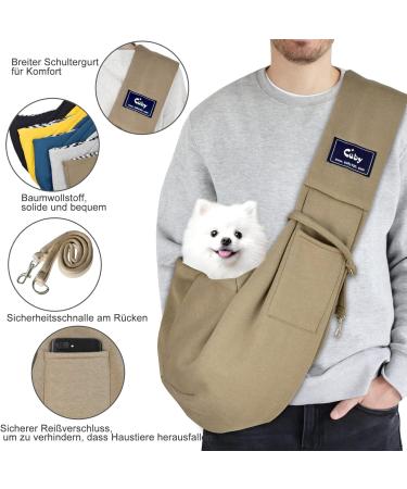 Shop Cuby Sling Pet Carrier for Dogs & Cats - Soft Cotton Khaki Travel Bag - Buy Online on GoSupps.com