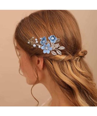Cimenexe Bohemian Crystal Flower Hair Comb Pearl Flower Hair Barrette Gold Leaf Headpiece Vintage Pearl Headwear Hairpiece Decorative Wedding Comb Hair Accessories Jewelry for Women and Girls Gifts - Buy Online on GoSupps.com