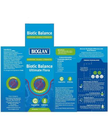 Bioglan Biotic Balance Ultimate Flora - 30 Capsules | 20 Billion CFU, 6 Strains, Live Bacteria - Buy Online on GoSupps.com