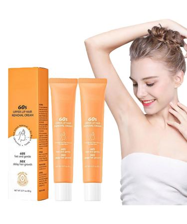 Natural Women's Hair Removal Cream Depilatory Cream for the Face Soothing Formula Smoothing Epilatory Ideal for Effective And Pleasant Hair Removal in a Few Minutes (2PCS)