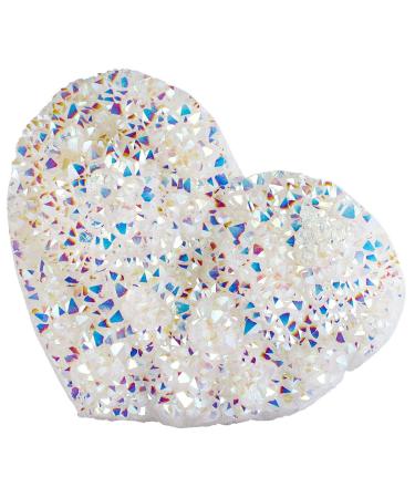 Nupuyai Titanium Coated Bergkristall Druse Rohstein irregular crystal cluster quartz geode geman for Reiki feng shui decoration white/colored heart shape