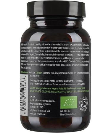 KIKI Health Organic Chlorella Tablets - 100% Organic Superfood for Digestive, Immune & Brain Health | Vegan Protein & Vitamins | Chlorella Vulgaris 200 Tablets (500mg) - Buy Online on GoSupps.com