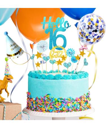 16th Birthday Cake Topper Kit Cake Decoration Happy Birthday Confetti Balloon Cupcake Topper for Birthday Party Decor (16) - Buy Online on GoSupps.com