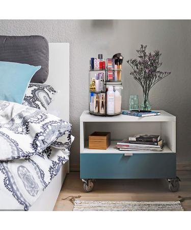 360 Degree Rotation Makeup Organizer Gray | Lazy Susan Cosmetics Storage Shelf | Rotating Display Rack for Countertop | Bathroom Counter Organizer - Buy Online on GoSupps.com
