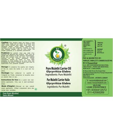 R V Essential Pure Mulethi Carrier Oil 10ml (0.338oz)- Glycyrrhiza Glabra (100% Pure and Natural) 0.34 Fl Oz (Pack of 1) - Buy Online on GoSupps.com