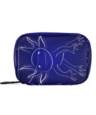 Pfrewn Pill Organizer Case 7 Day Funny White Axolotl Travel Pill Box with Zipper Portable Small Weekly Vitamin Medicine Supplement Holder Pouch Bag