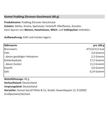 Pack of 5 Komet Lemon Flavour Pudding Powder (5 x 40g) - Perfect for Cooking & Delicious Desserts | International Shipping Available - Buy Online on GoSupps.com