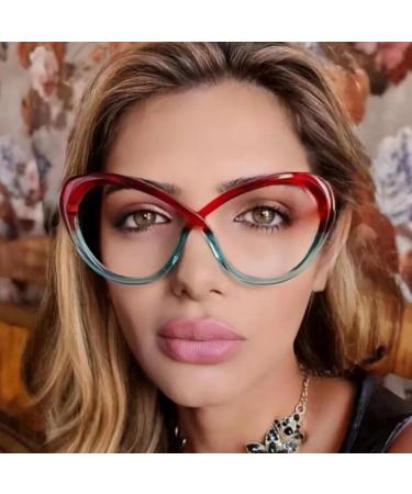 SERONI Large TR90 Butterfly Blue Light Blocking Glasses for Men & Women | Anti-UV Computer & Reading Glasses | Tea Blue 63mm - Buy Online on GoSupps.com