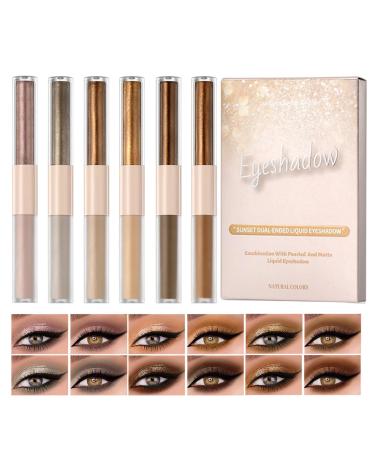 Liquid Eyeshadow 6 Piece Double Sided Long Lasting Waterproof Eye Beauty Cosmetics Liquid Eyeshadow For Women Teens Beginners Daily Travel Dating Party Work Wedding