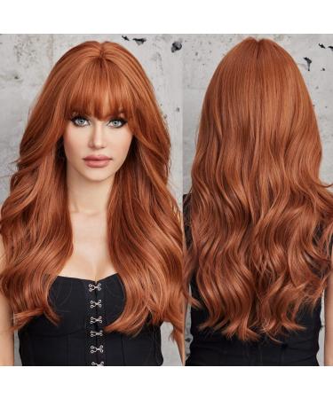 Emmor long red-brown wave wig with pony curly wig for women synthetic wig natural looking heat-resistant fiber wigs