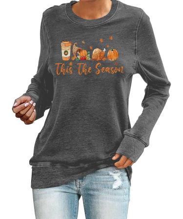 This The Season Women's Personalized Fashion Halloween Print Long Sleeved Round Neck Top Halloween Costumes Grey 3X-Large - Buy Online on GoSupps.com