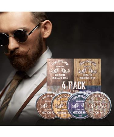 Mustache Wax Variety Pack for Men - Strong Hold for Styling, Training, and Taming - Sandalwood, Clary Sage, Cedar Pine, Bay Rum Scents - Buy Online on GoSupps.com