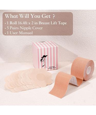 Breathable Boob Tape & Nipple Cover Set | Breast Lift Athletic Tape with Petals - A-E Cup | Disposable Adhesive Bra for Large Breasts - Buy Online on GoSupps.com