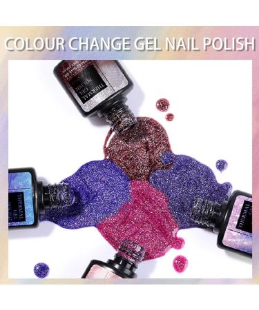 Colour Changing Gel Nail Polish Gel Nail Polish with Thermal Temperature Color Changing Diamond Glitter Reflective Nail Polish Long Lasting Glossy for DIY Nail Art Manicure at Home Salon (07#) - Buy Online on GoSupps.com