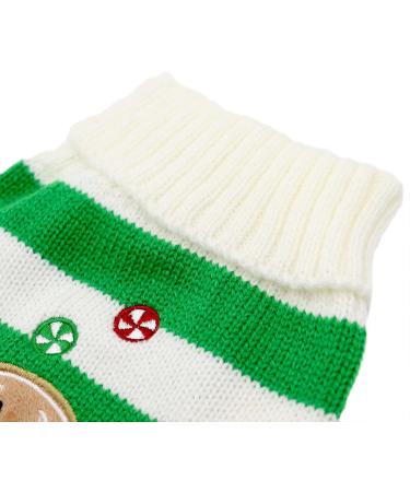 Hrttsy Christmas Dog Sweater | Winter Warmth for Small to Large Dogs | Stylish Green & White Striped Pullover Costume - Buy Online on GoSupps.com