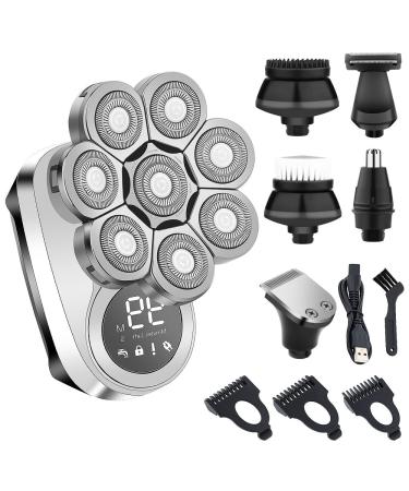 Head Shavers for Bald Men 6 in 1 Mens Bald Head Electric Shaver Wet/Dry LED Display Faster-Charging Cordless Mens Grooming Kit with Nose Hair Trimmer USB 6in1