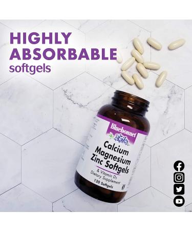Bluebonnet Calcium Magnesium Zinc - 120 Softgels for Bone Health | Premium Nutrients - Buy Online on GoSupps.com