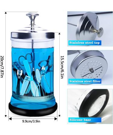 Barber Disinfectant Jar 21 Oz Manicure Sterilizing jar with Removable Basket Manicure Disinfecting Jar for Nail Tool Glass Salon Disinfecting Jar Container for Barber Supplies - Buy Online on GoSupps.com