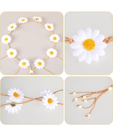COMNICO Flower Hippie Headband 70 s Bohemian Style Floral Sunflower Crown Daisy Hair Wreath Summer Bridal Headpiece Photo Props Hair Accessories (white) - Buy Online on GoSupps.com