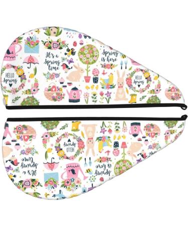 Hair Towel Wrap - Quick Drying Hair Turban with Button | Spring Flowers & Birds Design - Buy Online on GoSupps.com