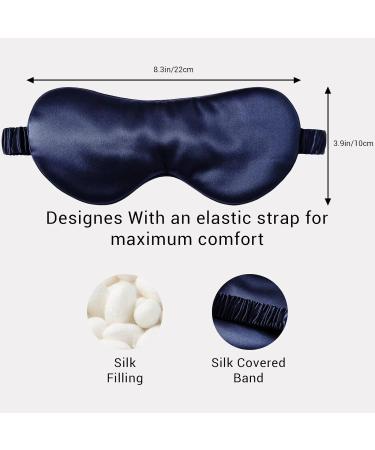 LaCourse 100% Genuine 22Momme Mulberry Silk Eye Mask - Navy Blue - Comfortable & Blackout Sleep Mask - Elasticated Band - Pure Silk Filler - Internal Liner - Gift Set - Buy Online on GoSupps.com