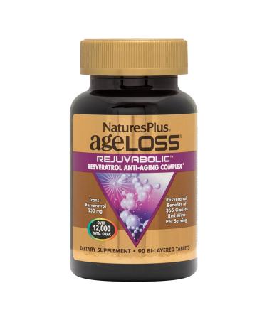 NaturesPlus AgeLoss REJUVABOLIC - 90 Bi-Layered Tablets - Resveratrol Anti-Aging Complex - Vegetarian Gluten Free - 30 Servings