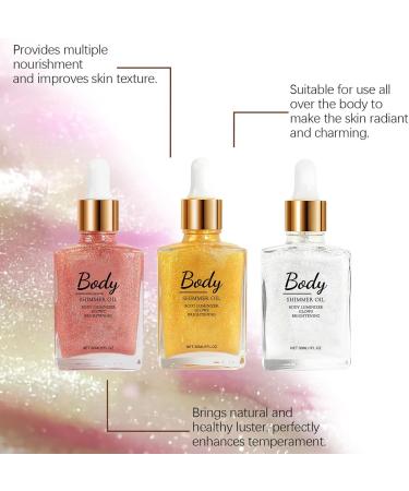 Body Shimmer Glitter Oil Highlighter Glitter Oil for Face Long Lasting Shine Illuminating Cheek Lip Makeup Body Glow Shimmer Lotion 30ml (Silver White) - Buy Online on GoSupps.com