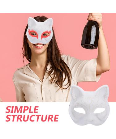 HOLIDYOYO Cat & Fox Mask - Hand-Painted White Paper Mache DIY Animal Mask for Unique Creations - Buy Online on GoSupps.com