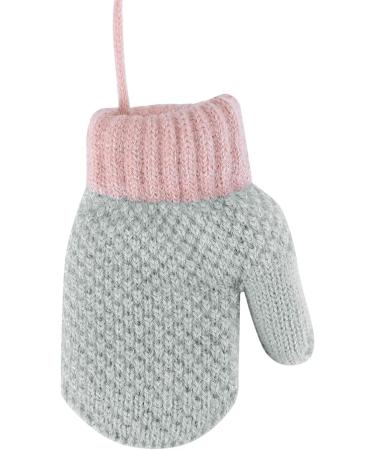 Kids Toddlers Thermal Gloves Mittens | Winter Warm Knitted Gloves with String | Fleece Lined | Anti-Lost String | Boys Girls Age 1-4 | Grey - Buy Online on GoSupps.com