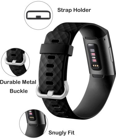 Waterproof Replacement Hamile Band for Fitbit Charge 4/3/3 SE - Large Black Fitness Sport Strap for Women & Men - Buy Online on GoSupps.com
