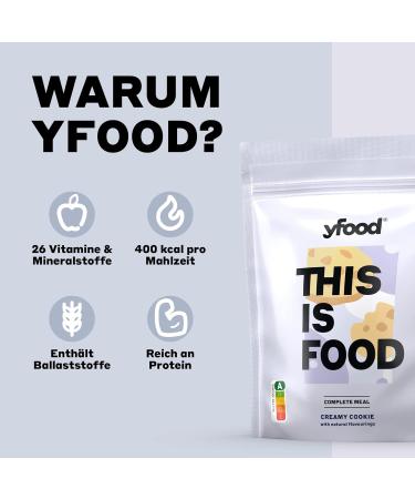 Yfood Powder Creamy Cookie - Delicious On-the-Go Meal Replacement | 6g Protein 26 Vitamins & Minerals | 17 Meals in 1.5kg Bag - Buy Online on GoSupps.com