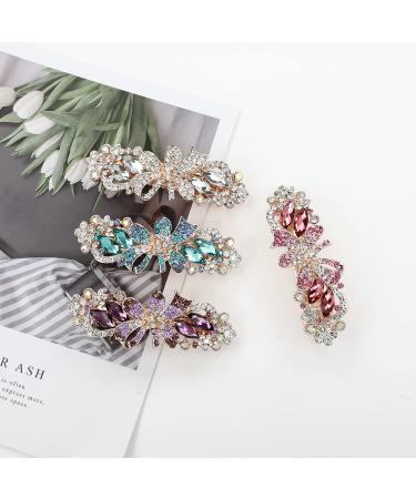 Sparkly Jeweled Gems Luxury Hair Clips - 4 Pack Korean Rhinestone Barrettes for Women and Girls - Buy Online on GoSupps.com