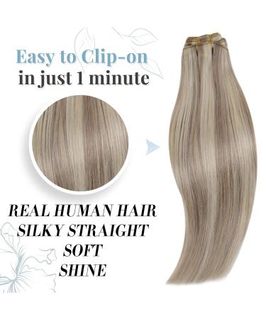 Runature Clip In Extensions Real Hair 50cm - Dark Blonde & Platinum Blonde #19AP60 - 120g 7PCS Hair Extensions - Buy Online on GoSupps.com