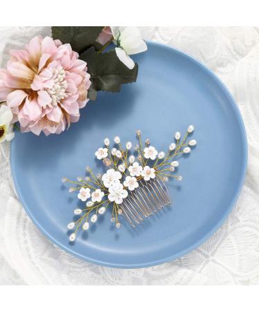 Edary Silver Pearl Wedding Hair Crest - Gold Leaf Headdress for Brides & Girls | Elegant Hair Accessories - Buy Online on GoSupps.com