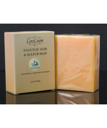 Looloon Sulfur and Salicylic Acid Bar soap  5oz: 5% 3% for Acne  Facial Pores  Dead Skin  Fine Wrinkles & in 1 Bar