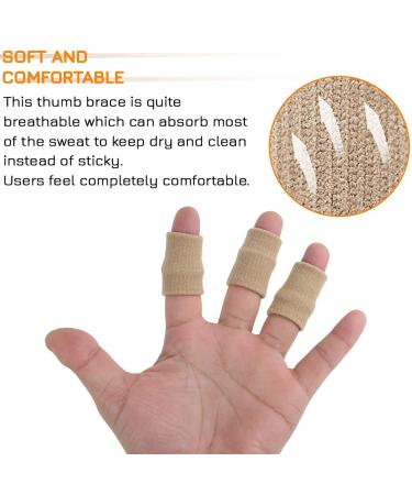 Zittop Finger Sleeves - 10 Pcs Thumb Splint Brace for Arthritis Pain Relief & Sports (Beige) - Breathable Elastic Finger Tape - Buy Online on GoSupps.com