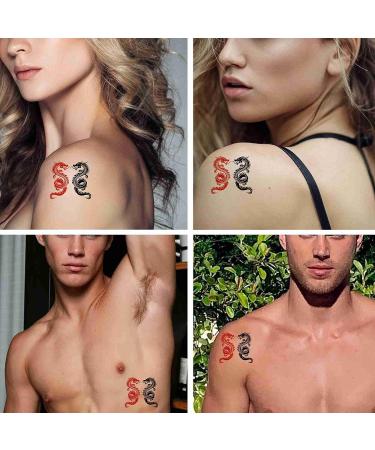 Dopetattoo 6 Sheets Realistic Temporary Tattoos for Men and Women - Black Red Tribal Dragon Animal Chinese Designs - Neck Arm Chest - Buy Online on GoSupps.com